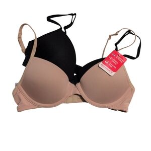 NWT Hanes 2pc Black & Tan Bra Set Size 32M